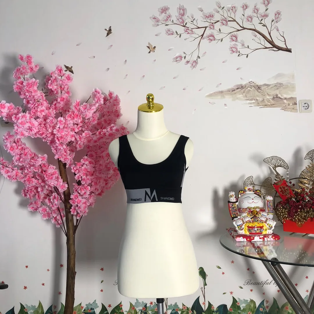 Sport bra tanktop hitam list abu — baju thrift preloved