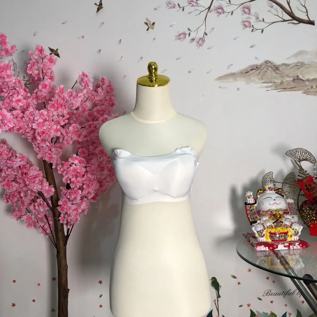 Tube top bandeau polos putih — baju thrift preloved