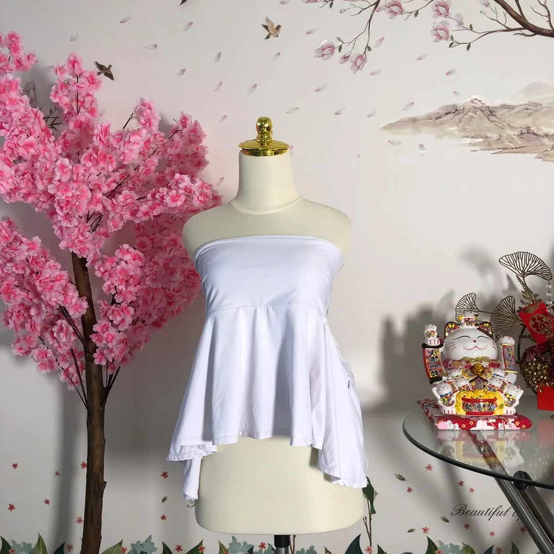 Tube top peplum putih — baju thrift preloved